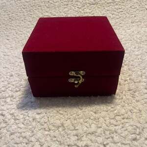 Vintage Red Velvet Display Gift Box with Satin Inner Lining and Brass Latch